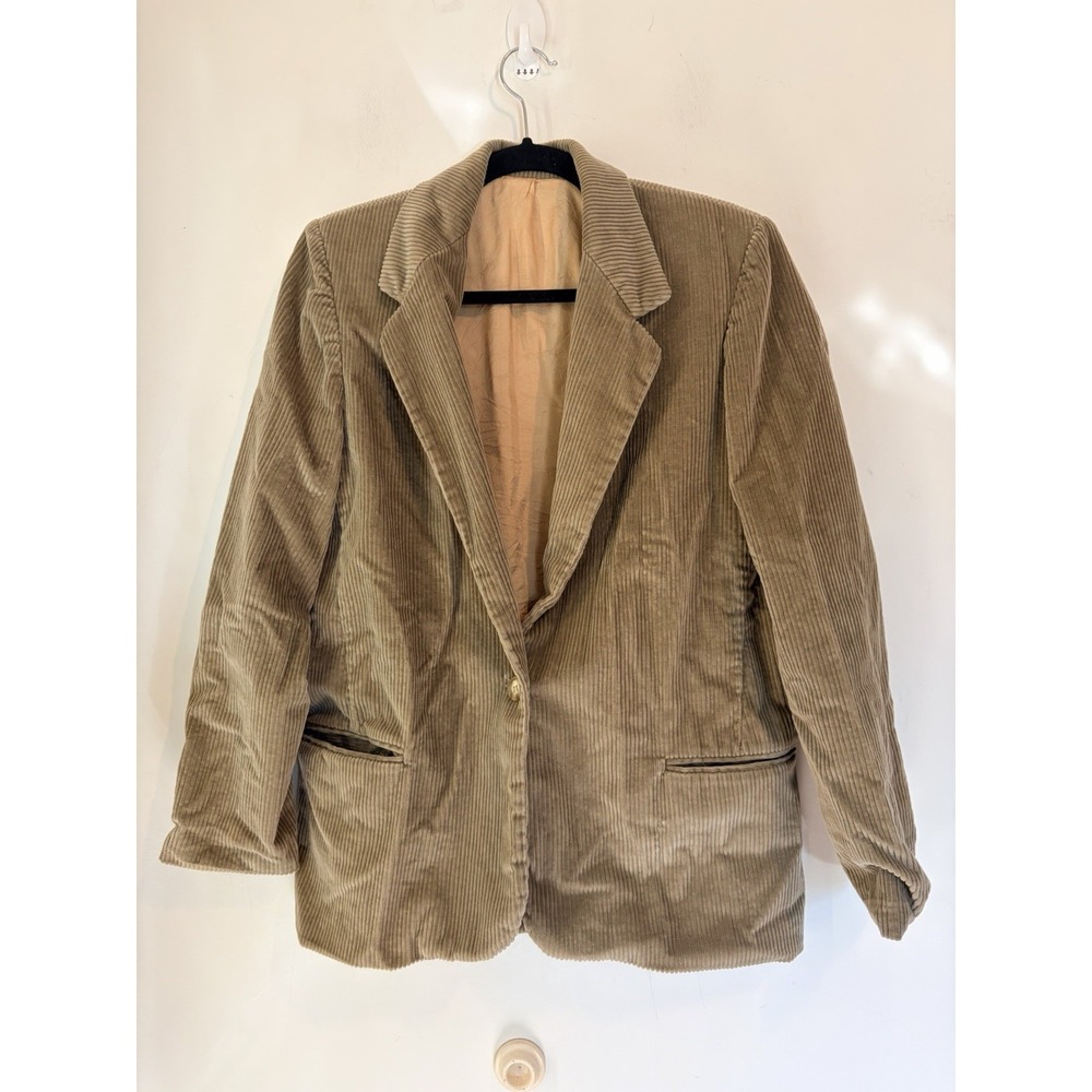 Vintage Orvis Corduroy Blazer Jacket Womans Size 6 One Button Beige City Classic